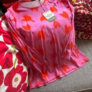 Pink and Orange Patterned Long Sleeve Top